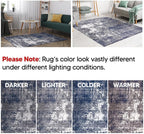 Keen Home Design Area Rugs - 9x12 Non-Shedding, Abstract Rugs for Kitchen, Living Room, Bedroom, Dining Room, Entryway - Size: 9'2" x 11'11", Navy/Grey/White