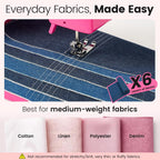 Portable Mini Sewing Machine for Beginners, 14 Stitches, Easy Dial Control, LED Light & Extension Table, Compact Lightweight for Home DIY Mending, Ideal Gift for Kids Adults Bright pink