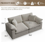 Modular Sectional Sofa Cloud Couch,78.6" Down Filled Comfy Cloud Modern Sofa,2 Seater with Light Beige Linen Couch Cushion Covers Removable Furniture for Living Room
