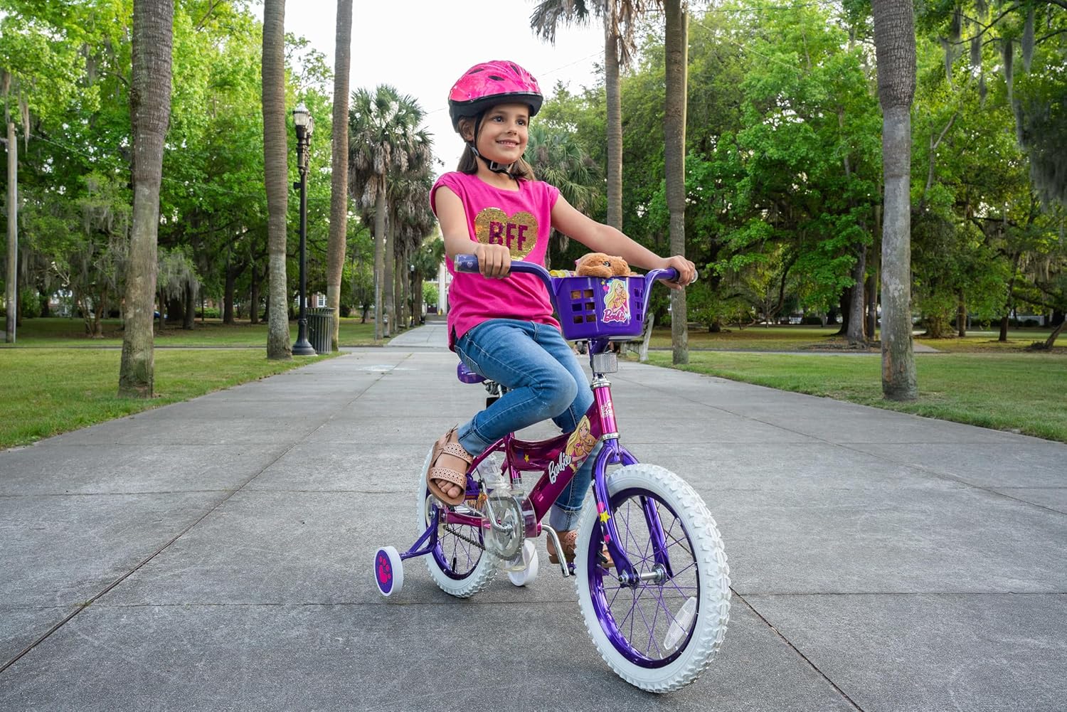 Dynacraft Barbie 16-inch Girls' Bike for Kids Ages 5-7 Years - Fun and Stylish Design, Sturdy and Durable, Perfect for Kids Learning to Ride, Easy to Assemble, Ideal for Young Riders