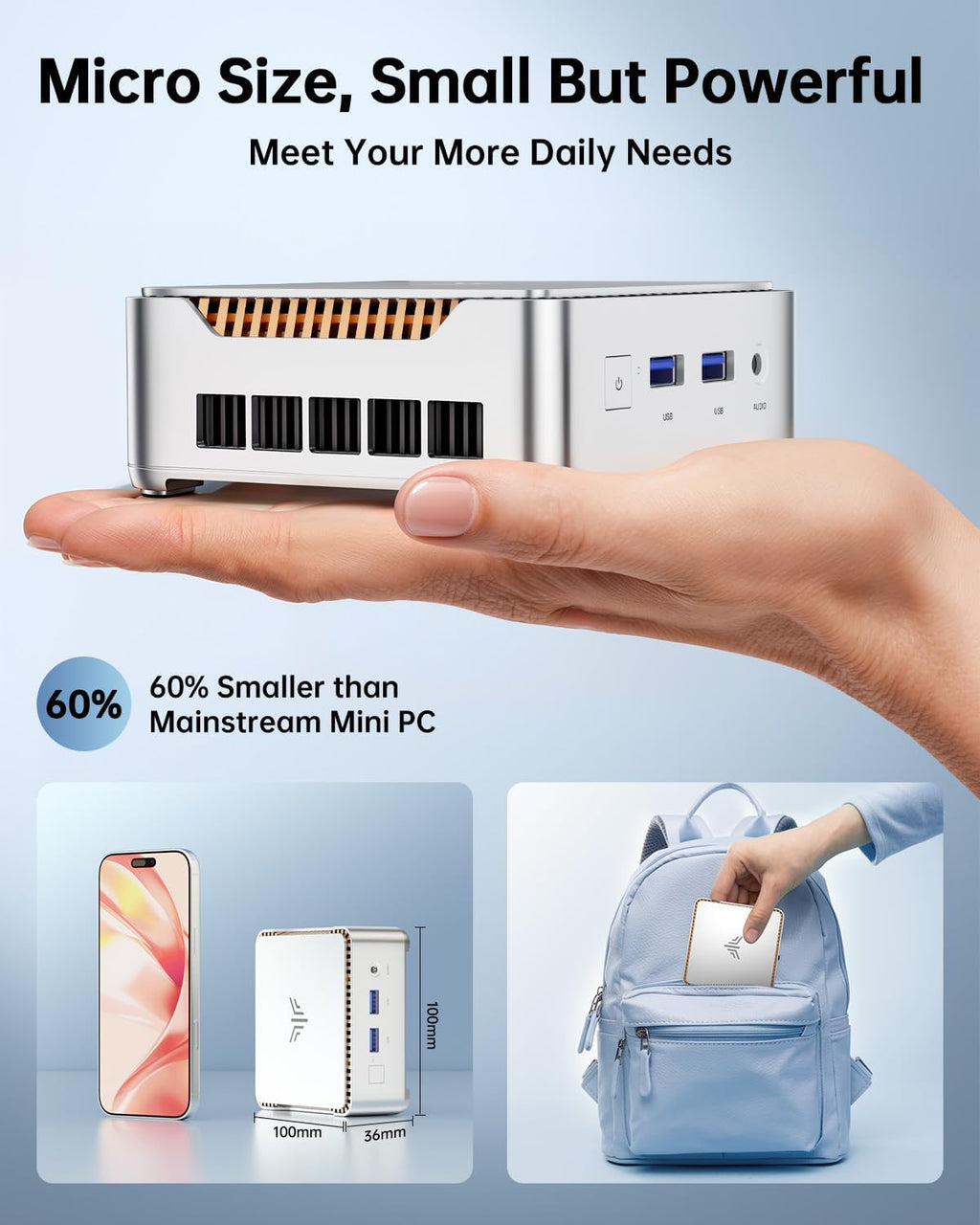 KAMRUI Essenx E2 N150 Micro PC  16GB DDR4 512GB SSD Small Computers  Twin Lake-N N150 PC(Beat N100/N95  up to 3.6GHz) PC Gigabit Dual 4K WiFi BT Office/Home/Business