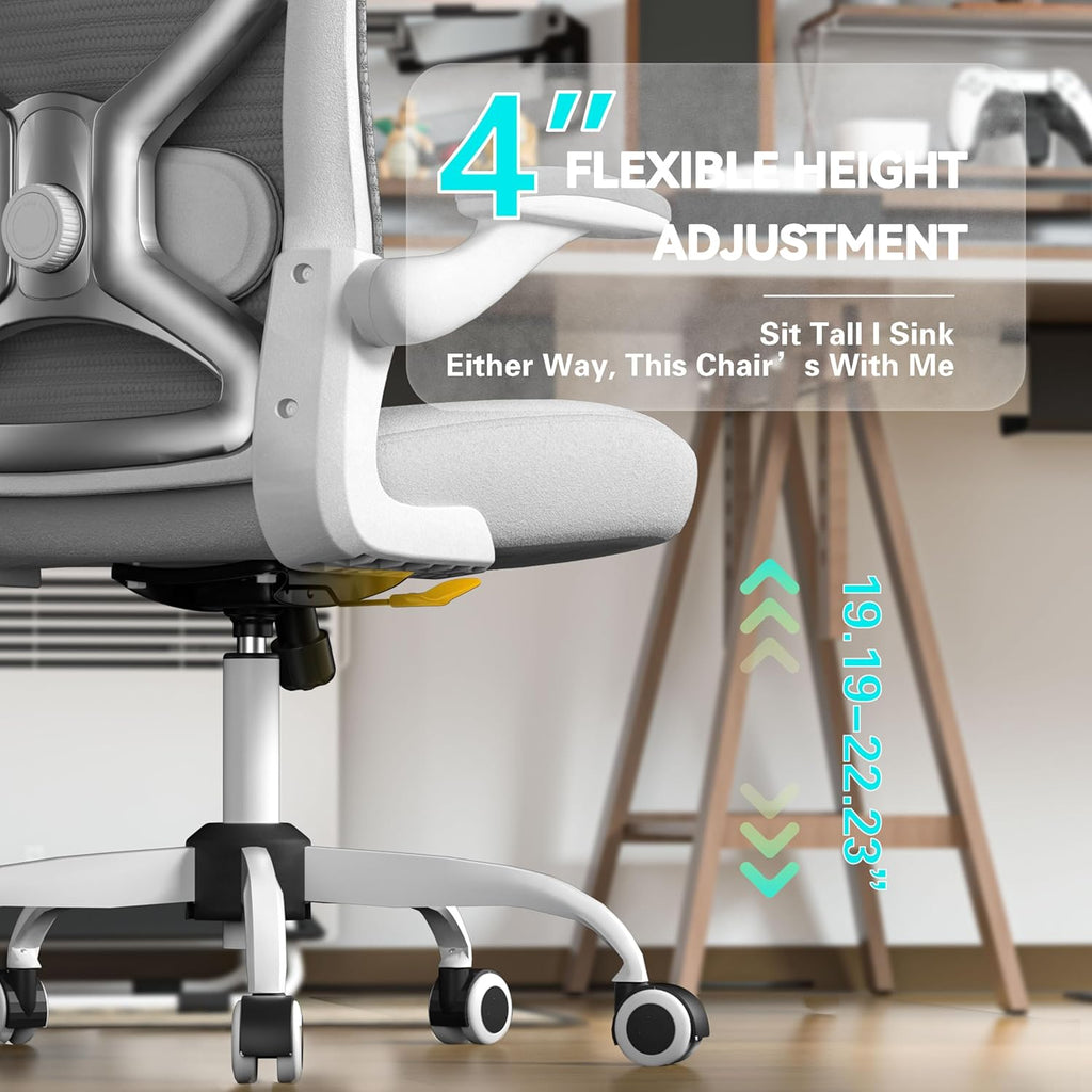 Office Desk Chair with Ergonomic Lumbar Support, Extra-Thick Seat Cushion, Flip-up Arms, Breathable Mesh Back, Computer Task Chair for Home Office