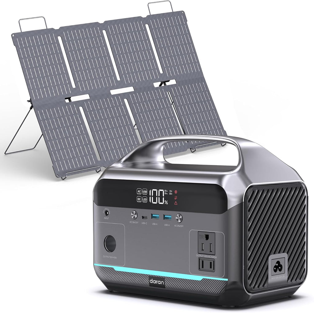 Portable Power Station with 80W Solar Panel  288Wh LiFePO4 Battery 600W Power Bank with AC Outlet 110V/1200W Surge  Solar Generator 1.7H Fast Charging for Camping  Hurricane Emergency RV Home Use
