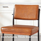 Modern Dining Chairs Set of 4, Kitchen Chairs with Thick Cushions and Adjustable Foot Pads, Upholstered Faux Leather Dining Room Chairs with Sturdy Metal Legs,Brown