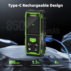 Huepar Dual Laser Measuring Tool, 656Ft Green-Beam Bilateral Digital Laser Distance Measure 6 Units Ft/in/M, Rechargeable Laser Measurement Tool -Backlit LCD Display, Length/Area/Volume/Angle Sensor