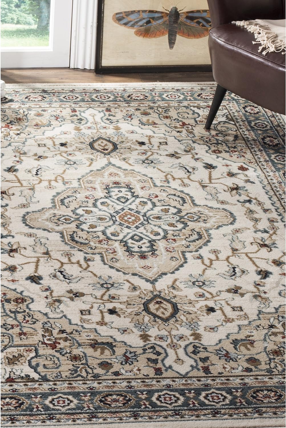 SAFAVIEH Lyndhurst Collection Area Rug - 9' x 12', Cream & Beige, Traditional Oriental Design, Non-Shedding & Easy Care, Ideal for High Traffic Areas in Living Room, Bedroom (LNH338B)
