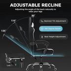 GTPLAYER Gaming Chair, Computer Chair with Footrest and Lumbar Support, Height Adjustable Game Chair with 360°-Swivel Seat and Headrest and for Office or Gaming (Fabric, Black White)