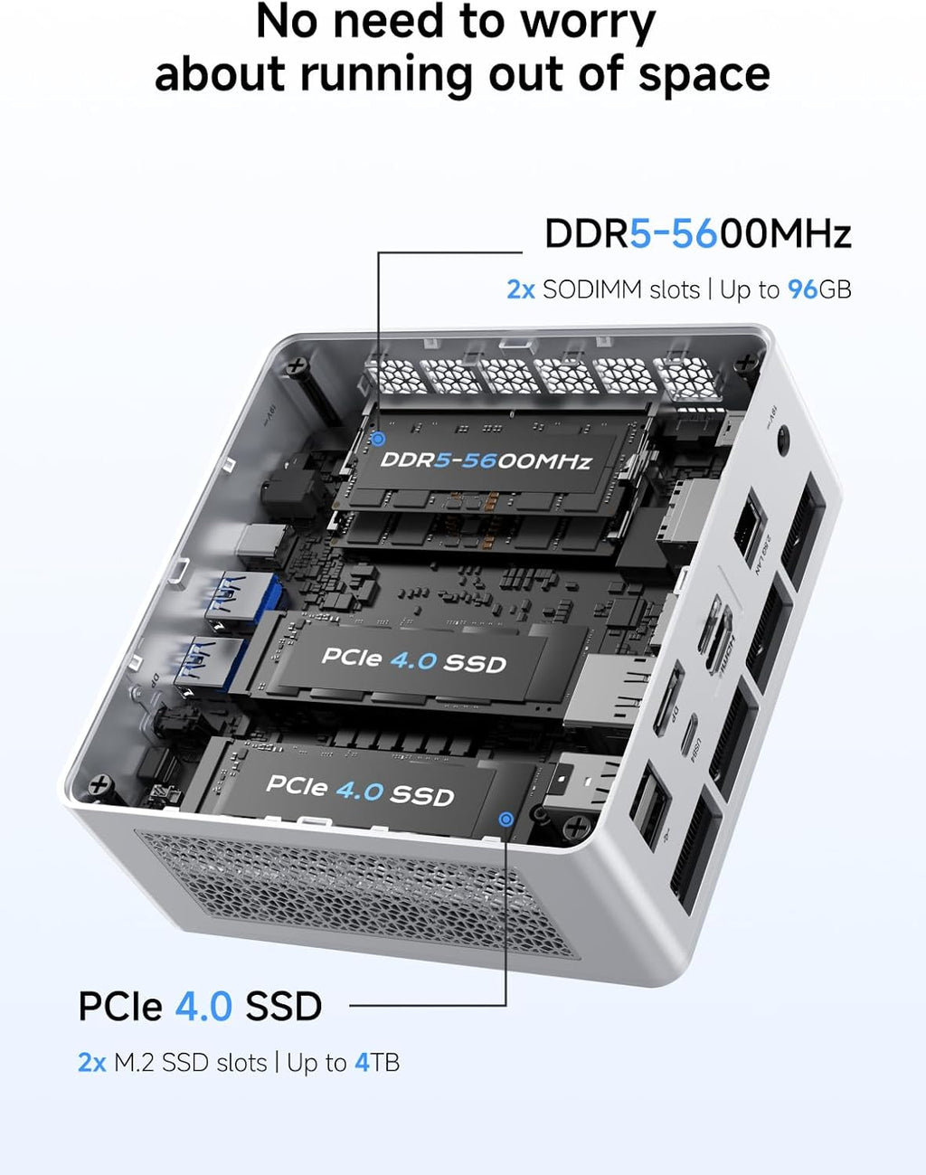 MINISFORUM UM880 Plus Mini PC AMD Ryzen 7 8845HS(8C/16T  up to 5.1GHz)  32GB DDR5 1TB PCIe4.0 SSD  HDMI+DP+USB4 Triple Outputs  OCuLink Port  2.5G LAN  5x USB Port  Radeon 780M Graphics Micro Computer
