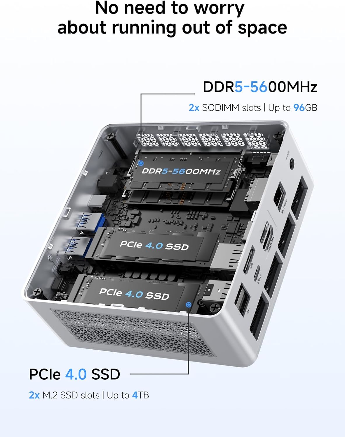 MINISFORUM UM880 Plus Mini PC AMD Ryzen 7 8845HS(8C/16T  up to 5.1GHz)  32GB DDR5 1TB PCIe4.0 SSD  HDMI+DP+USB4 Triple Outputs  OCuLink Port  2.5G LAN  5x USB Port  Radeon 780M Graphics Micro Computer