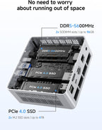 MINISFORUM UM880 Plus Mini PC Barebone AMD Ryzen 7 8845HS(8C/16T  Up to 5.1GHz)  Mini Computers Without RAM/SSD/OS  HDMI/DP/USB4 Video Output  OCuLink  2.5G LAN  5xUSB Port  Radeon 780M Graphics