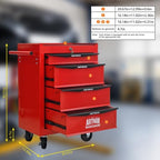 Rolling Metal Tool Chest with 4 Drawers, 20" 4-Drawer Tool Chest Cabinet with Ball Bearing Drawer Slides, Steel Tool Storage Box Organizer -Red