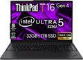 Lenovo ThinkPad T16 Gen 4 Business Laptop 16” FHD+ Display  Intel Ultra 5-225U (Beats i7-1355U)  32GB DDR5 RAM  1TB SSD  5MB Webcam  Fingerprint  Backlit KB  WiFi 6E  RJ-45  Win 11 Pro