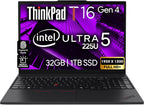 Lenovo ThinkPad T16 Gen 4 Business Laptop 16” FHD+ Display  Intel Ultra 5-225U (Beats i7-1355U)  32GB DDR5 RAM  1TB SSD  5MB Webcam  Fingerprint  Backlit KB  WiFi 6E  RJ-45  Win 11 Pro
