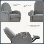 Austin Power Glider Recliner | Contemporary Nursery Glider Chair with Adjustable Headrest & Glide | Live Smart Stain-Resistant Fabric | Modern Recliner Chair for Nursery & Living Spaces, Gray