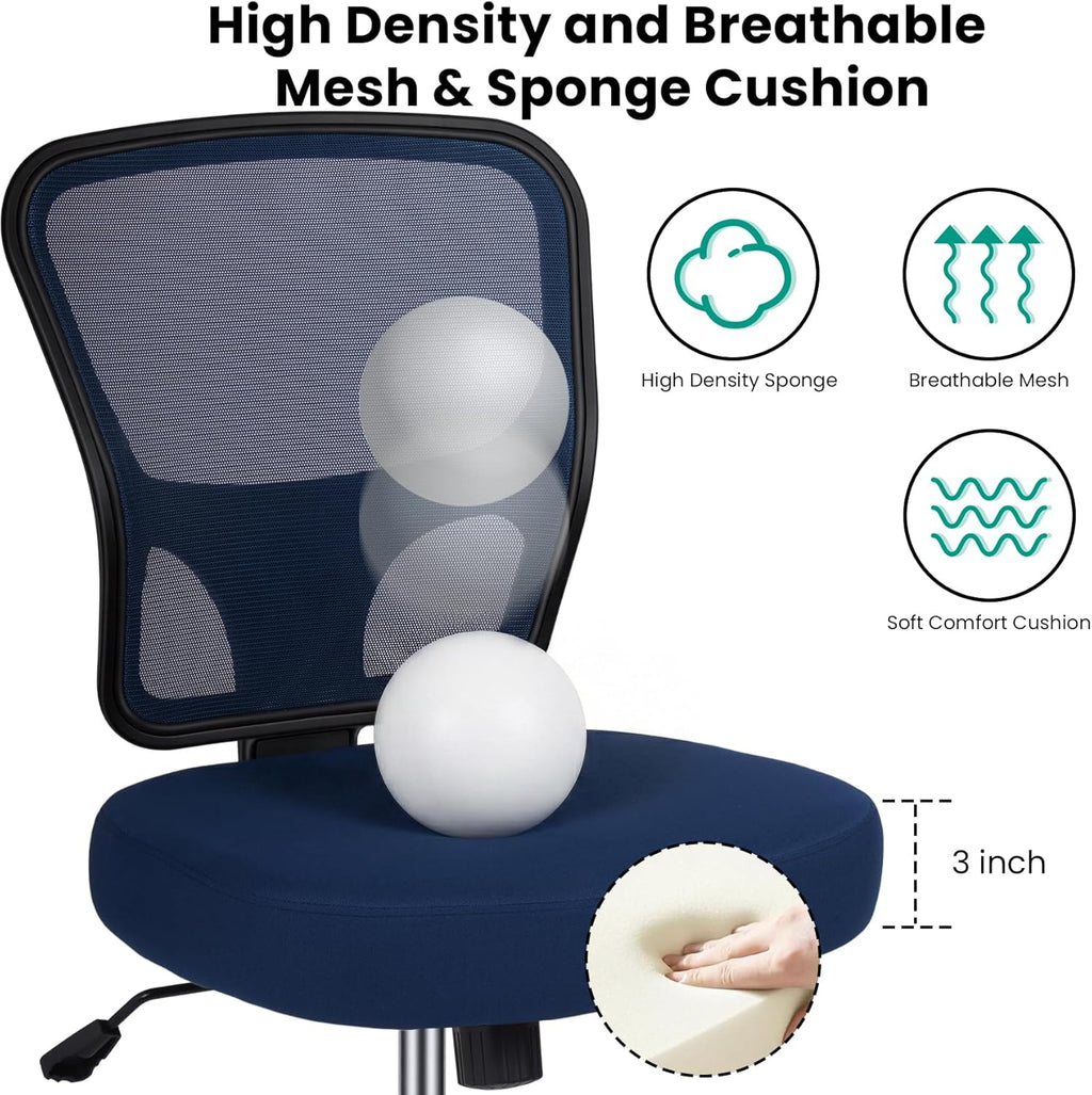 Armless Drafting Chair Tall Office Chair for Standing Desk - Adjustable Height Mesh Ergonomic Drafting Stool with Foot Ring & Wheels, Rolling Counter Height Computer Chair for Home Office