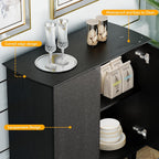 Sideboard Buffet Cabinet with Storage, Modern Black Freestanding Kitchen Cabinet with Raised Legs and Smooth Paint Finish, Curved Edge Accent Table for Living Room, Entryway, Dining Room