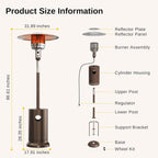 EAST OAK 50 000 BTU Patio Heater for Outdoor Use With Round Table Design  Double-Layer Stainless Steel Burner and Wheels  Outdoor Patio Heater for Home and Commercial  Bronze  31.9" x 31.9" x 86.6"