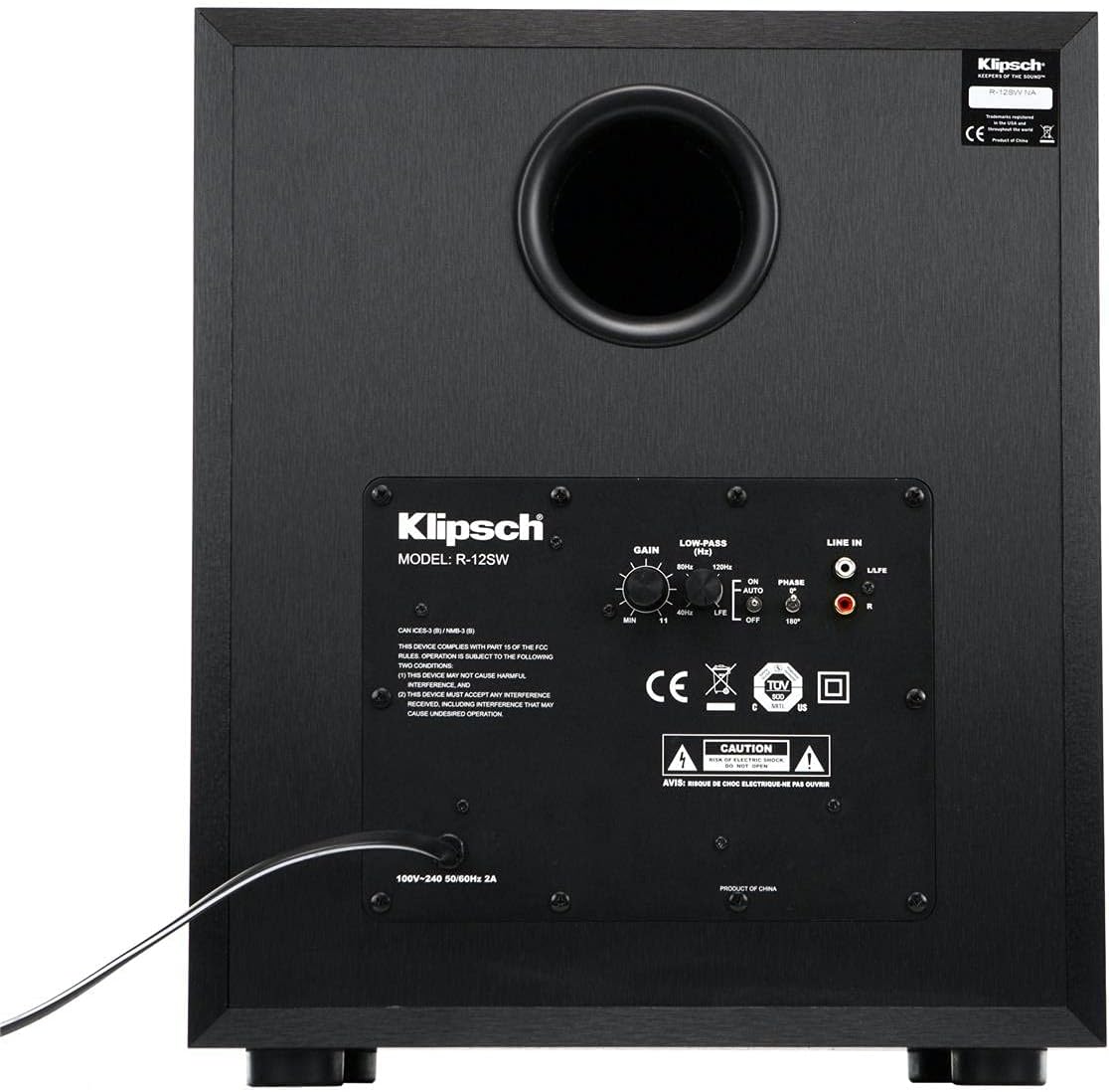 Klipsch R-12SW Powerful Deep Bass Front Firing 12" Copper-Spun Driver 400W Digital Power Subwoofer 14" X 18.5" X 16"