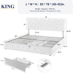Allewie Upholstered King Size Platform Bed Frame with 4 Storage Drawers and Headboard, Diamond Stitched Button Tufted, Mattress Foundation with Wooden Slats Support, No Box Spring Needed, Beige