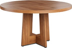 Garvee 47" Round Dining Table for 4-6 People - Circle Kitchen Dinner Table with Sturdy Pedestal Base, Space Saving Dinning Room Furniture for Living Room, Kitchen, Apartment, Light Walnut
