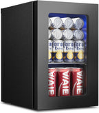 Feelfunn 24 Cans Beverage Refrigerator Cooler - Mini Fridge with Digital Temperature Control, Soda Wine Beer Drink Fridge - Small Refrigerator for Office Home Bedroom Dorm Bar, Black