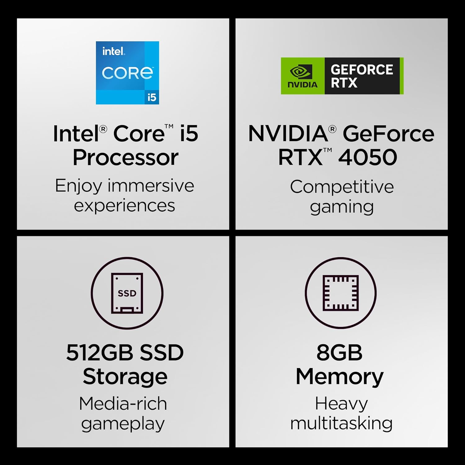 Lenovo LOQ Essential – AI-Powered Student Gaming Laptop - Intel® Core™i5-12450HX - 15.6" FHD IPS Display – 144Hz Refresh Rate – NVIDIA® GeForce RTX™ 4050 – 8GB Memory – 512GB SSD Storage – Luna Grey