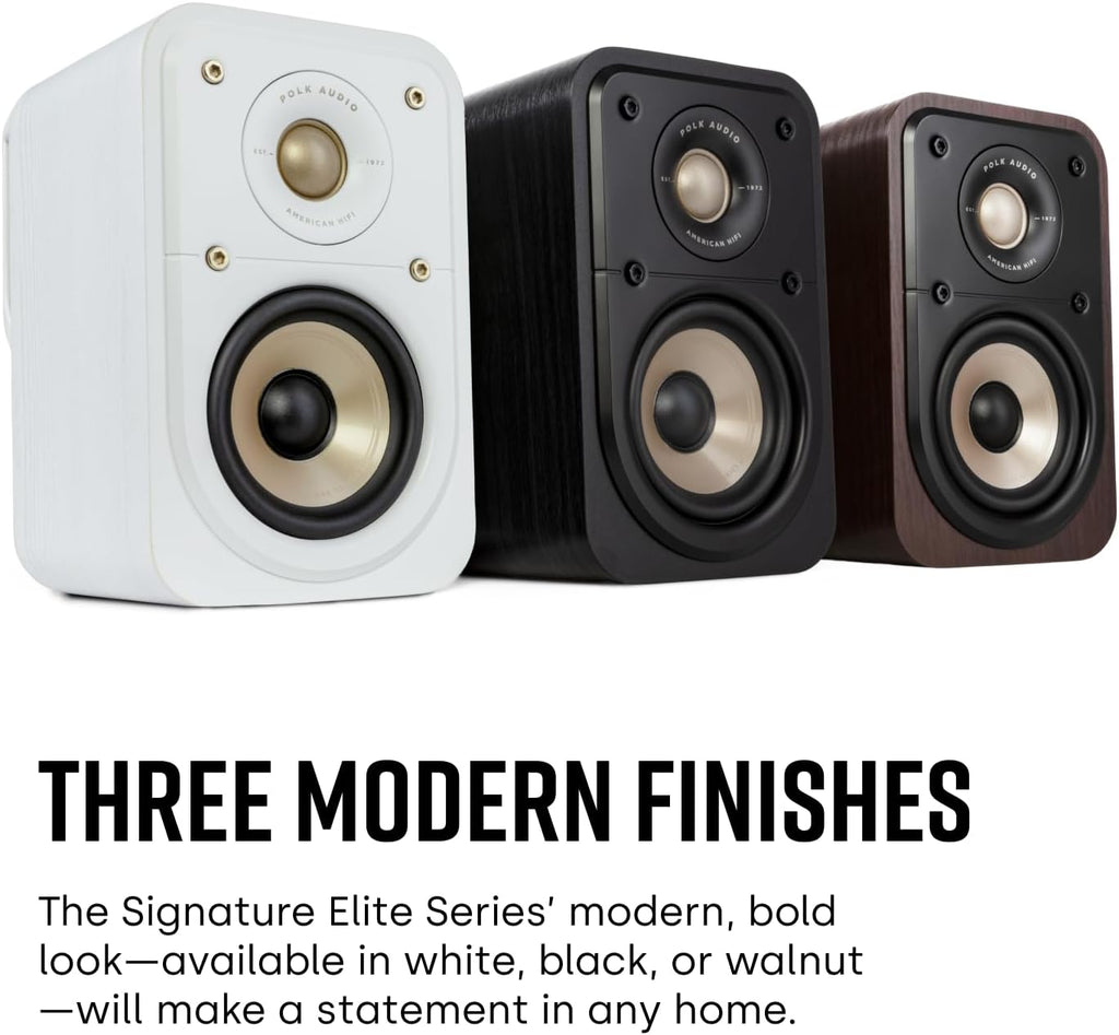 Polk Signature Elite ES10 Surround Sound Speakers - Hi-Res Audio Certified  Dolby Atmos & DTS:X Compatible  1" Tweeter & 4" Woofer  Power Port Technology for Bass (Pair  Stunning Black)