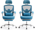 Sweetcrispy Office Computer Desk Chair, Ergonomic High-Back Mesh Rolling Work Swivel Chairs with Wheels, Comfortable Lumbar Support, Comfy Arms for Home, Bedroom, Study, Student, Blue