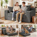 5 in 1 Convertible Sofa Bed,Small Boneless Couch Pull Out Loveseat Sleeper Sofa,Corduroy Futon Couch Folding Mattress with 4 Pillows for Living Room Bedroom Lounge (No Assembly)