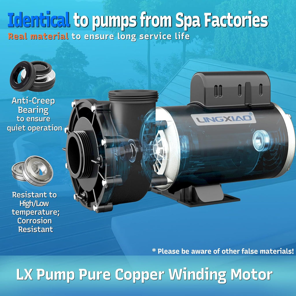 SPA Pump  4HP Hot Tub Pump - 2 Speed LX SPA Pumps Motor 220-240V  2" Port  56 Frame (Model: 56WUA400-II)