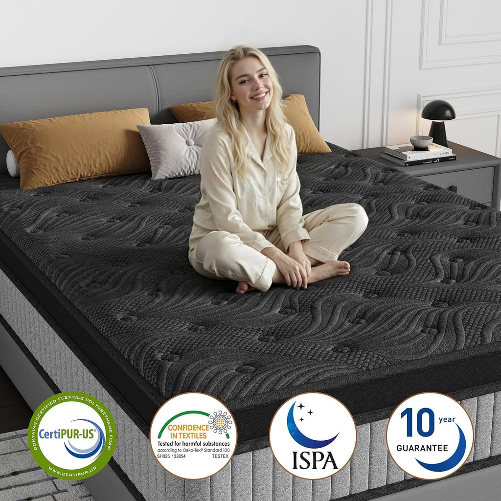 12 Inch Queen Luxury Hybrid Mattress - Gel Memory Foam & Pocket Springs for Cooling Comfort & Motion Isolation, CertiPUR-US Certified, in a Box