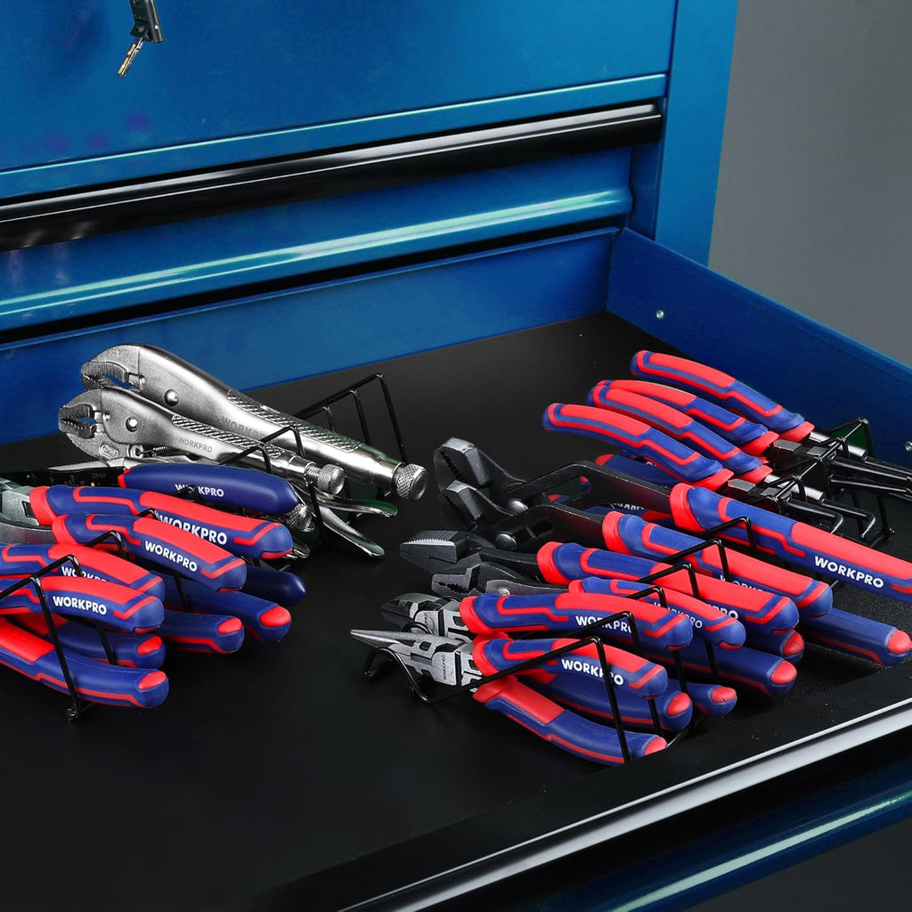 WORKPRO Pliers Set, 20 Pieces Pliers Tool Set with 2 Packs Organizer Rack, Slip Joint Pliers, Channel Locks Plier and Vise Grip Plier Assortment for Home, Garage, Mechanics & DIY Projects