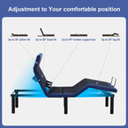Fromann Adjustable Twin XL Bed Base Frame with Head and Foot Lift, Lumbar Support, Massage, Under-Bed Lights,Left Right USB+C, Memory Positions, Zero Gravity