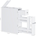Spirich Slim Bathroom Storage Cabinet, Free Standing Toilet Paper Holder, Bathroom Cabinet Slide Out Drawer Storage, White