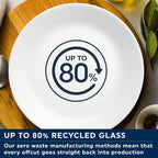 Corelle Dinnerware Set (12pc Set, Ocean Blues)-Dinner Set for 4, Includes 4 x: Plates, Side Plates & Bowls, 3 X More Durable, Half The Space & Weight of Ceramic, up to 80% Recycled Glass (1146815)