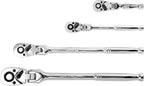 ARES 42040 - Flex Head Ratchet Set - 4-Piece 72-Tooth Ratchets - Premium Chrome Vanadium Steel Construction & Chrome Plated Finish - Quick Release Reversible Design with 5 Degree Swing