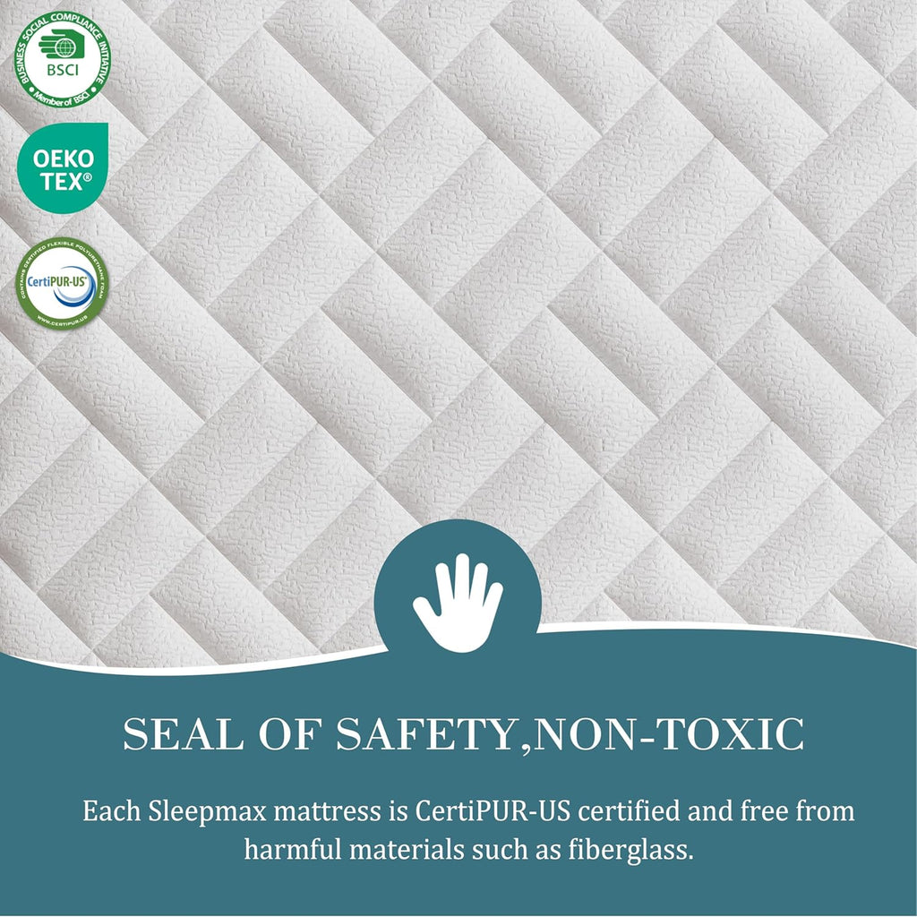 Sleepmax Extra Firm Queen Size Mattress 12 Inch - Deep Sleep Hybrid Mattress Pressure Relief - Cooling Bed in a Box for Back & Side Sleepers - 365-Night Trial, Forever Warranty, Fiberglass-Free