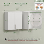 FIMELLO 60" Laundry Room Wall Cabinets with Adjustable Shelf, Large Wall Storage Cabinet, White Wall Cabinet with Doors, Upper Kitchen Cabinet, Cabinets for Laundry, Bathroom, Kitchen -White