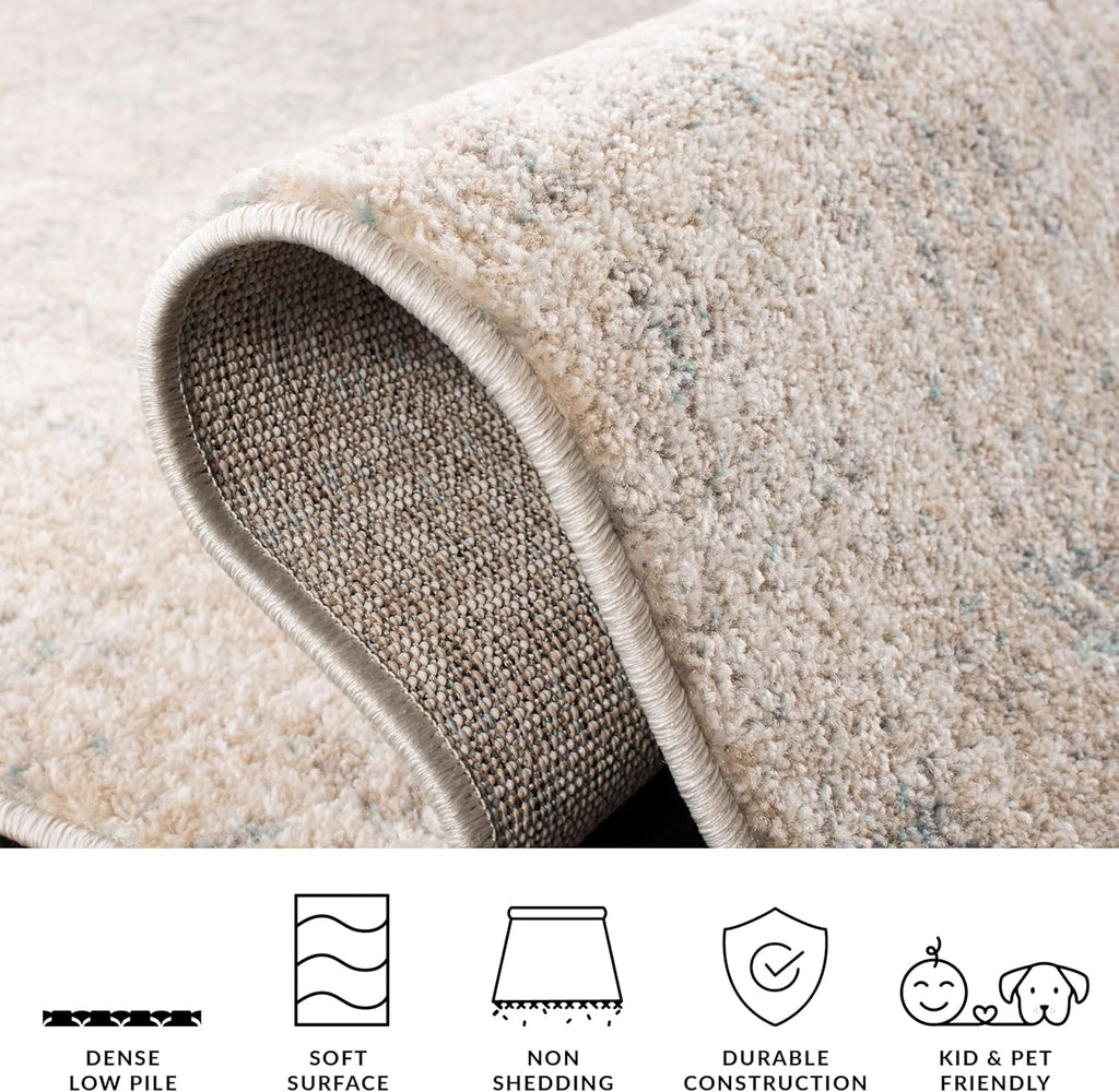 SAFAVIEH Adirondack Collection Area Rug - 12' Square, Beige & Slate, Modern Abstract Design, Non-Shedding & Easy Care, Ideal for High Traffic Areas in Living Room, Bedroom (ADR207B)