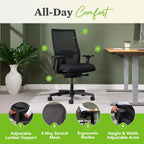 HON Ignition 2.0 Ergonomic Office Chair Fabric Seat, Adjustable Tilt, Swivel Wheels, Comfy for Long Hours, Home Office Desk Chairs, Fog