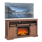 OKD Farmhouse Fireplace TV Stand for 70 Inch TV, 34" Tall Highboy Entertainment Center with 23" Electric Fireplace, Rustic Media Console w/Sliding Arched Door for Living Room,Reclaimed Barnwood