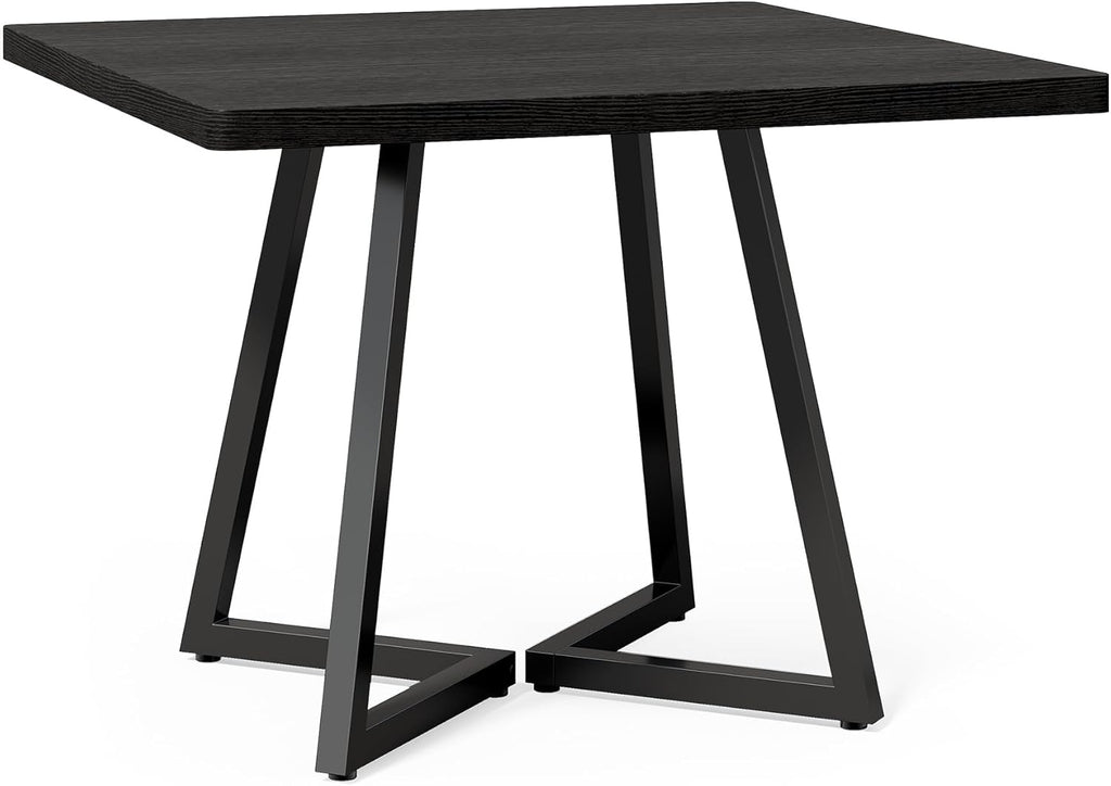 LITTLE TREE 31.5 Inches Small Dining Table for 4, Square Dinner Table for Small Space, Dining Room Tables, Black Wooden Kitchen Table with Metal Legs, Modern Leisure Cafe Table for Apartment