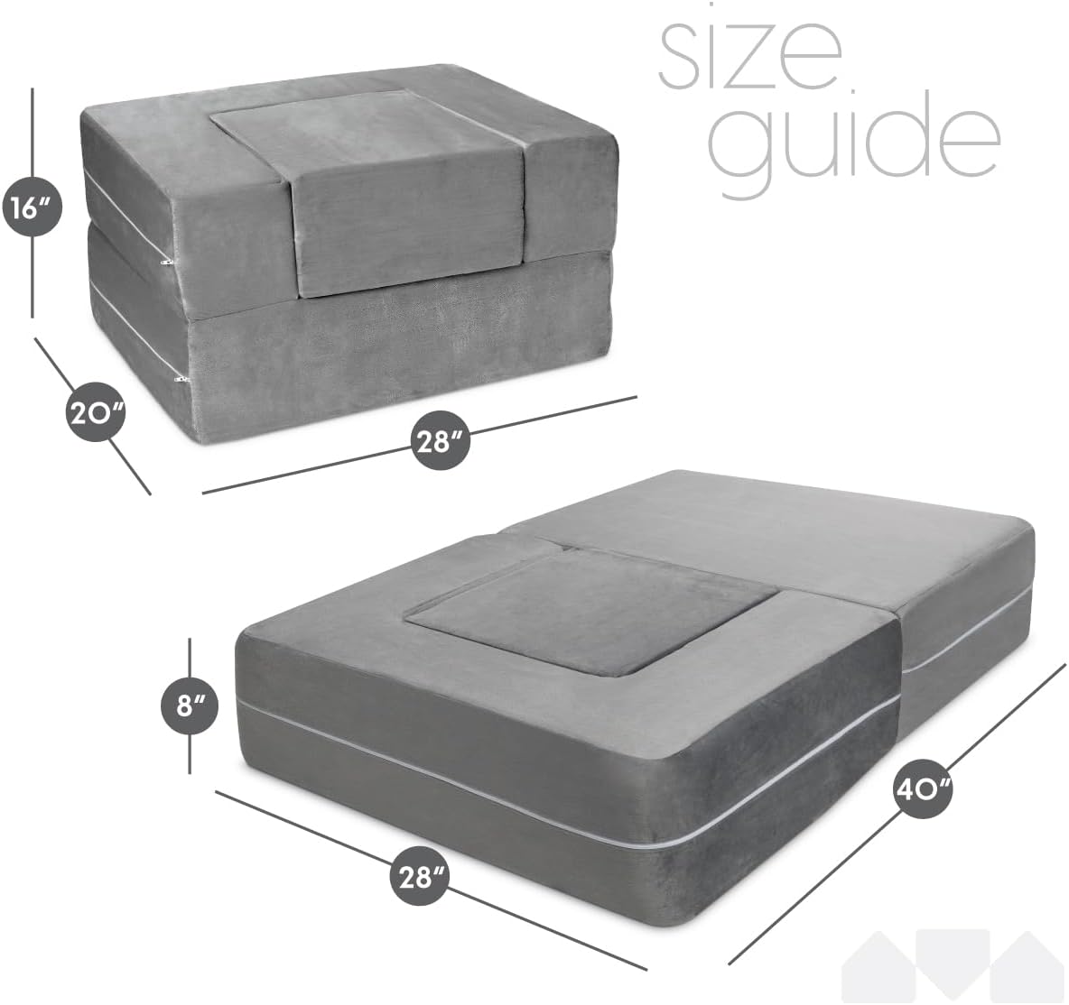 Milliard Kids Couch - Modular Kids Sofa for Toddler and Baby Playroom/Bedroom Furniture (Grey Small)
