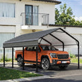 12x15 FT Heavy Duty Metal Carport, All-Weather Outdoor Vehicle Shelter with Steel Roof & Reinforced Frame, Permanent Car Canopy for Trucks, SUVs, Boats & Garden Storage(Gray)