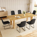 Extendable Dining Table for 6-8 People, 63 to 78.7 Inch Rectangular MDF Table, Farmhouse Rustic Style, Space-Saving Design for Dining Room, Kitchen, Meeting