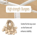 Rutile 10'x20' Carport Canopy ONLY Tent Garage Replacement Top Tarp Car Shelter Cover w/Ball Bungees Beige (Only Top Cover, Frame is not Included)