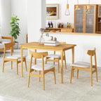 Giantex Dining Table for 4, 48" Rectangular Kitchen Table with Solid Rubber Wood Legs & Spacious Tabletop, Wooden Dinner Table for Living Dining Room, Dinette (Natural)