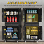 DEVAISE Metal Garage Storage Cabinet with Locking Doors and Drawer,71" Tool Cabinet with Adjustable Shelves & Wheels, 71" Steel Cabinet for Garage, Warehouse (Black)
