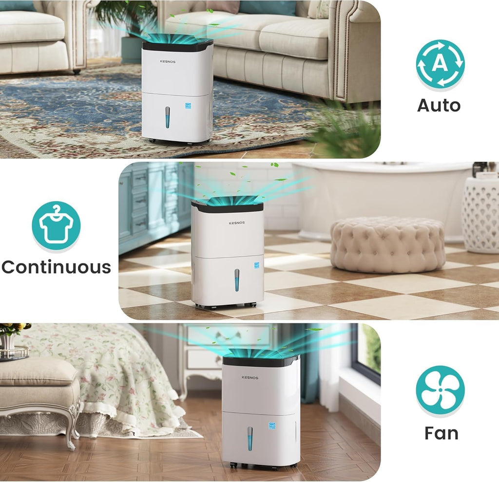 Kesnos 120 Pints 2025 Energy Star Dehumidifier for Home and Basement with Drain Hose, Ideal for Large Spaces Up to 6,500 Sq. Ft., Auto Defrost and Self Drying