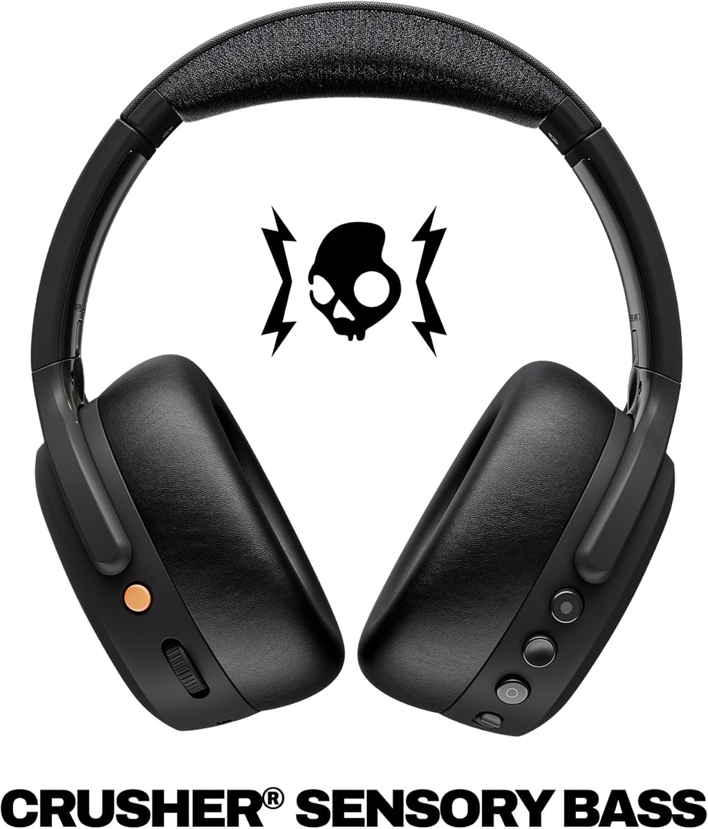 Skullcandy Crusher ANC 2 Wireless Over-Ear Bluetooth Headphones with Extra USB-C Charging Cable  Multi-Sensory Bass  Active Noise Cancelling  60 Hours Battery  Microphone iPhone Android - True Black